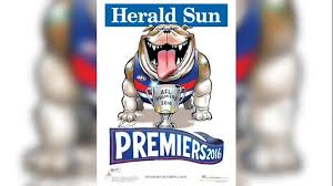 Afl tigers 2019 herald sun premiership poster, featuring artwork by award winning artist mark knight poster size measures 640mm by 450mm (approx). Afl Grand Final 2016 Sydney Swans And Western Bulldogs Premiership Poster Designs Herald Sun