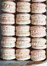 Cake Batter Macarons Broma Bakery Recipe Desserts Homemade Cakes Macaron Recipe