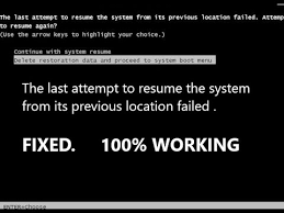 The Last Attempt To Resume The System From Its Previous Location Failed Windows Xp 7 8 10 Fixed Youtube
