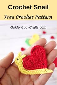 You can make small motifs and hand them out to everyone you like. Crochet Snail Applique Valentine S Day Heart Snail Goldenlucycrafts