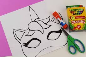 Included is the horn and ears, 4 sets of eyelashes, a spring flower crown, a summer mermaid crown, a fall leaf crown, and a winter snowflake crown clip art to use to create a cake topper or other art in jpeg, png, svg, dxf, and eps file formats ready for to print or cut and add to your own creations. Unicorn Mask Craft Printable Colouring Sheet Mask Frugal Mom Eh
