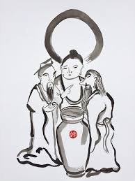 The Vinegar Tasters Buddha Confucius Lao Tzu Zen Brush Etsy Zen Painting Popular Paintings Asian Wall Art