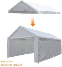 Amazon Com Abba Patio 12 X 20 Feet Carport Replacement Top Canopy Cover For Garage Shelter With Ball Bungees White Carport Covers Canopy Cover Storage House