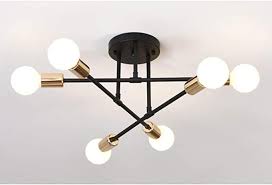 Amazon Com Fnifnk Nordic Metal Retro Chandelier Semi Flush Mount Industrial Ceiling Light For Livin In 2020 Retro Chandelier Industrial Ceiling Lights Cypress House
