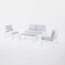 Ses couleurs blanche et grise apportent un côté lumineux et moderne. Salon De Jardin Aluminium Gioura Blanc Et Gris Castorama