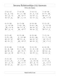 The Inverse Relationships Multiplication And Division All Inverse Relationships Range 2 To In 2020 Math Worksheets Inverse Operations Multiplication And Division