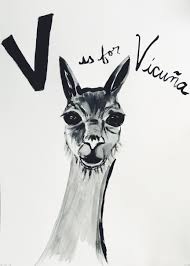 V Is For Vicuna Animal Alphabet Sumi Ink Textile Artists