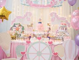 Carousel Dinner Party Baby Girl 100 Days Catch My Party Carousel Birthday Parties Carousel Birthday Baby Girl Shower Themes
