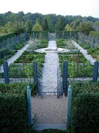 A Double Walled Hedge And Fence Potager Kitchen Garden With A Circular Pool As The Center Feature Garden Layout Herb Garden Design Potager Garden