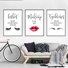 Modern Beauty Wall Art Posters Makeup Lipstick Lashes And Perfume Styl Salon Wall Art Wall Art Quotes Poster Wall Art