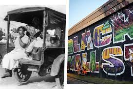 A mural depicts the horrors of the 1921 tulsa race massacre in the greenwood district. 3 Ya5gy Apuzm