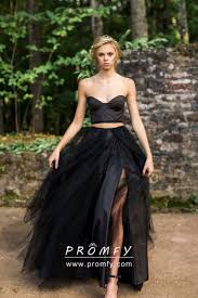 Black Two Piece Split Country Bridal Shower Dress Tulle Wedding Skirt Black Wedding Dresses Bridal Shower Dress