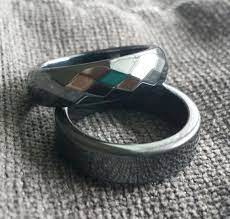 Hematite Ring A Ring With Unusual Silver Black Color That Will Never Fade Women Men 6mm Wide Faceted Band Ring Size 5 6 7 75 8 10 It Is 6 Mm Wide Faceted R