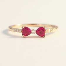 Promise Ruby Heart Ring Bow Red Gemstone Women July Birthstone Etsy Diamond Wedding Jewelry Ruby Heart Ring Gold Ring Designs
