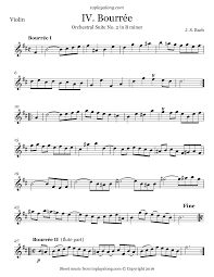 Cello Suite No 1 In G Major Piano Sheet Music Orchestral Suite No 2 Iv Bourree By J S Bach Free Sheet Music For Violin Visit Toplayalong Com And Get Access To Violin Sheet Music Violin Sheet Music