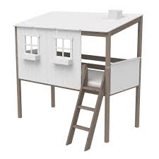 Loungezone spielbett abenteuerbett höhlenbett ~ das niedliche weiße kinder spielbett in form eines baumhauses ist mit 3 großen fenstern und. Flexa Classic Halbhohes Bett Aus Holz 90x200cm Mit Ganzem Baumhaus A Kidswoodlove