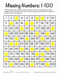 Missing Numbers 1 100 Worksheet Education Com Numbers 1 100 First Grade Math Worksheets Missing Number Worksheets