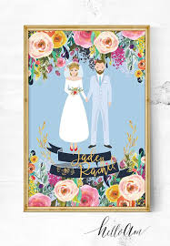 A Unique Wedding Gift Aka Poster Featuring A Custom Portrait Illustration Couple Each Piece Is Easily Customizable To Fit Your Appearance You Get To C Boda