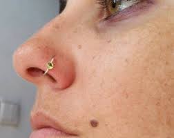 Nose Ring Silver Nose Ring Gemstones Nose Ring Tiny Silver Hoop Peridot Nose Ring Silver Helix Hoop Silver Helix Silver Nose Ring Nose Ring Body Jewelry