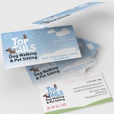 Modern dog walker walking business card, pet sitter, trainer groomer, calling contact, printable download, loyalty diy. Top Tails Dog Walking Pet Sitting Logo Design