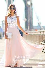 Red dress is offering some dreamy pink maxi dresses as well as cute lace dresses that are perfect to wear to upcoming weddings in the spring and summer. White Lace Pink Chiffon Long Wedding Guest Dress Promfy