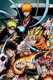 These five are the most widely known characters everyone usually recognises. Natsu Goku Naruto Luffy Supreme Animes No Topo Rap Goku Naruto Luffy Seiya Kira Kerusakan Api