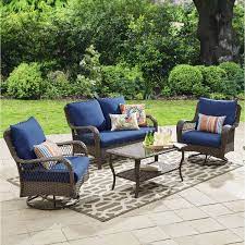 Better Homes Gardens Colebrook 4 Piece Wicker Patio Furniture Conversation Set With Swivel Chairs Walmart Com Outdoor Patio Furniture Sets Conversation Set Patio Outdoor Furniture Sets