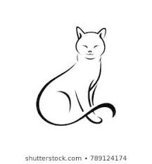 Black And White Cat Drawing Simple Similar Images Stock Photos Vectors Of Calligraphy Cat 137168216 Shutterstock In 2020 Simple Cat Drawing Animal Line Drawings Cat Tattoo Designs