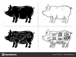 Cut Of Meat Set Poster Butcher Diagram Scheme And Guide