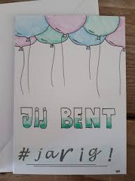 Jij Bent Jarig Ballonnen Verjaardag Jarig Kind Tiener Unisex Handletteren Kaarten Knutselen Verjaardag Verjaardagskaart Ideeen Kaart Ideeen Verjaardag