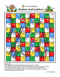 Let's play snakes and ladders. Printable Snakes And Ladders Game Class Playground