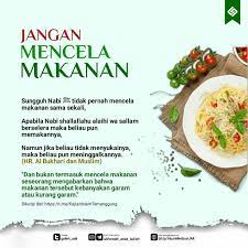 Wajib menghindari makanan atau minuman yang haram. Hadits Larangan Mencela Makanan