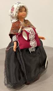 RARE Vintage Auvergne France Poupees Jordan Folk Art Doll 9” French Artisan 