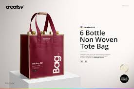 6 Bottle Non Woven Tote Bag Mockups Bag Mockup Woven Tote Bag Tote Bag