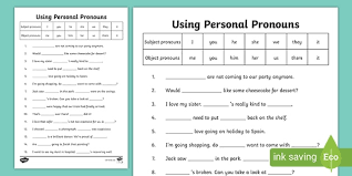 Includes printables for identifying pronouns, singular and plural pronouns, and more. Personal Pronouns Activity