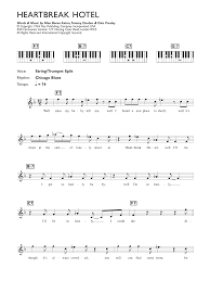 Heartbreak Hotel by Elvis Presley Sheet Music for Piano ChordsLyrics at  Sheet Music Direct