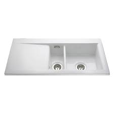 The kitchen sink is white, sharp, stylish, and has a convenient double bowl design. Ceramic Kitchen Sinks Ceramic Sink Range Online At Cda Cda Appliances