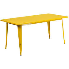 Flash Furniture Et Ct005 Yl Gg 31 1 2 X 63 Yellow Metal Indoor Outdoor Rectangular Cafe Table Flash Furniture Metal Dining Table Cafe Tables