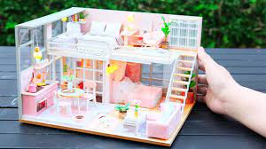 Diy Miniature Dollhouse Kit The Girlish Dream With Two Bedroom Youtube Dollhouse Kits Dollhouse Miniatures Dollhouse Miniatures Diy
