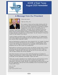 ACHE of East Texas August 2020 Newsletter