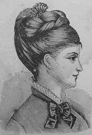 Style 1 1870s Looks Like A Small Bun On Top With A Large Piece Of Hair Braided And Wrapped Aroun Vintage Hairstyles Historical Hairstyles Edwardian Hairstyles