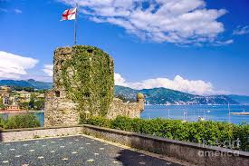 The flag of genoa, italy, is white with a red crossdesign. Santa Margherita Ligure Castle Republic Of Genoa Flag Photograph By Luca Lorenzelli