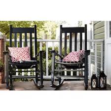 Style Selections Black Wood Rocking Chair S With Slat Seat Lowes Com Patio Rocking Chairs Wood Rocking Chair Outdoor Rocking Chairs