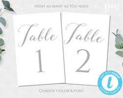 Silver Table Number Template Wedding Printable Editable Etsy Rose Gold Table Number Rose Gold Table Table Numbers