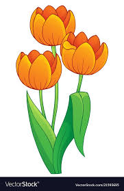 Image With Tulip Flower Theme 1 Vector Image On Vectorstock Flower Drawing Cartoon Flowers Flower Painting