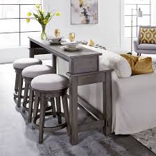 Modern Farmhouse Gray 4 Piece Console With Swivel Stools In 2020 Farmhouse Console Table Bar Table Sets Rectangle Living Room Table
