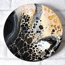 Gold And Black Original Abstract Painting On Canvas Round Etsy Resin Art Painting Resin Painting Diy Resin Art