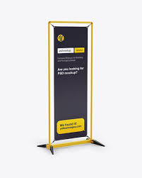 Matte Vinyl Banner Frame Stand Mockup Half Side View In Indoor Advertising Mockups On Yellow Images Object Mockups Mockup Free Psd Vinyl Banners Free Psd Mockups Templates