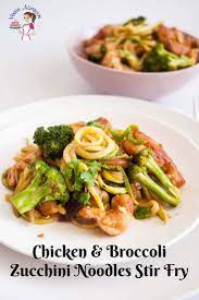 Make A Low Carb Quick And Healthy Broccoli Chicken Zucchini Noodles Stir Broccoli And Zucchini Recipe Zucchini Noodles Recipe Chicken Zucchini Noodle Recipes