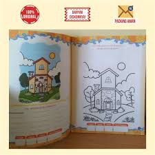 Beri pengarahan pada anak agar tidak mewarnai gambar hingga melewati garis batas pewarnaan. Jual Buku Mewarnai Usia Dini Tema Rumah Taman Bonus Stiker Aktivitas Anak Online April 2021 Blibli